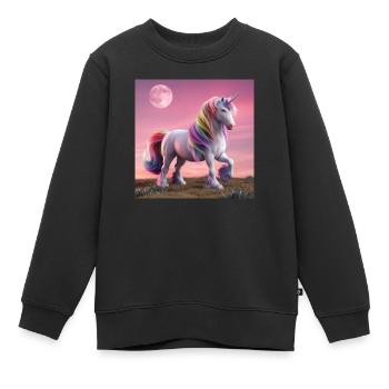 Licorne de nuit de pleine lune - Sweat Premium enfant bio - noir - Devant - AI Model Kid Female (0cm)
