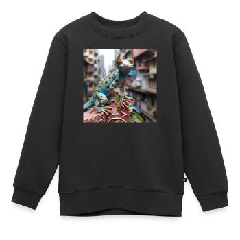 Gecko in China Tier Lebewesen Drachen Dragon - Kinder Premium Organic Sweatshirt - Schwarz - Vorne - AI Model Kid Female (0cm)