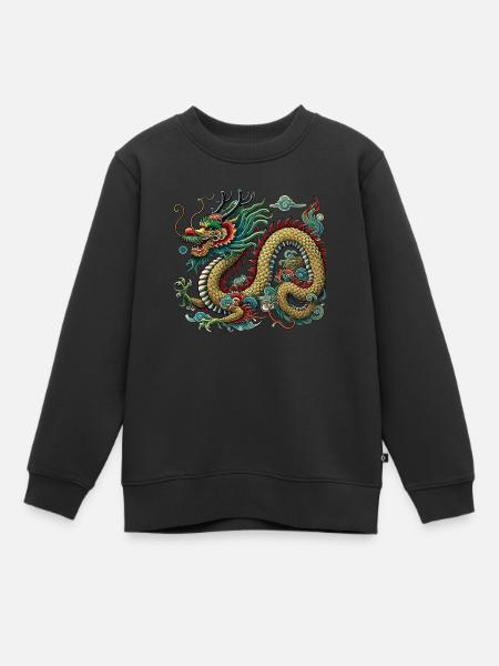 Dragon Chine - Sweat Premium enfant bio - noir