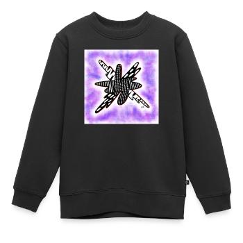 Kreativ gemusterter Klecks auf violett - Kinder Premium Organic Sweatshirt - Schwarz - Vorne - AI Model Kid Female (0cm)