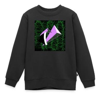 Violette Fantasiefigur auf grünem Hintergrund - Kinder Premium Organic Sweatshirt - Schwarz - Vorne - AI Model Kid Female (0cm)