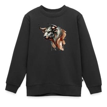 bull - Kids Premium Organic Sweatshirt - black - Front - AI Model Kid Female (0cm)