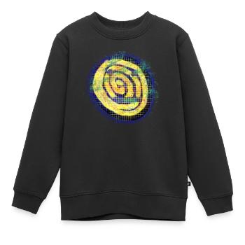 Spirale créative jaune à carreaux - Sweat Premium enfant bio - noir - Devant - AI Model Kid Female (0cm)