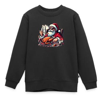 Dîner de Noël Noël Hiver Saint-Nicolas - Sweat Premium enfant bio - noir - Devant - AI Model Kid Female (0cm)
