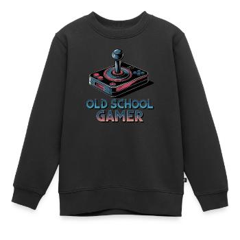 Old School Gamer – Joystick rétro - Sweat Premium enfant bio - noir - Devant - AI Model Kid Female (0cm)