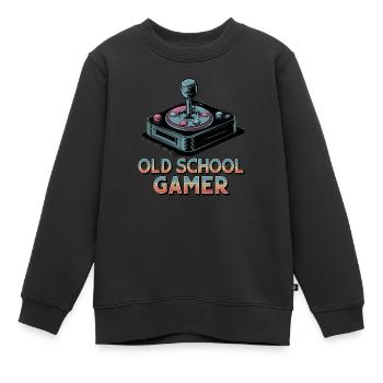 Old School Gamer – Joystick rétro - Sweat Premium enfant bio - noir - Devant - AI Model Kid Female (0cm)