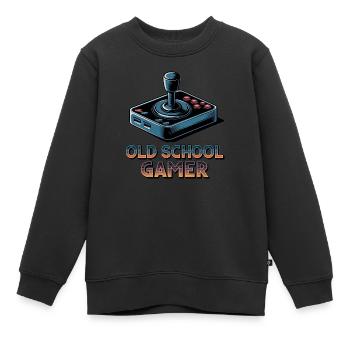 Old School Gamer – Joystick rétro - Sweat Premium enfant bio - noir - Devant - AI Model Kid Female (0cm)