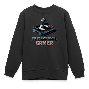 Old School Gamer – Retro-Joystick - Kinder Premium Organic Sweatshirt - Schwarz - Vorne - AI Model Kid Female (0cm)