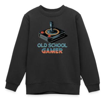 Old School Gamer – Joystick rétro - Sweat Premium enfant bio - noir - Devant - AI Model Kid Female (0cm)