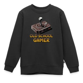 Old School Gamer – Joystick rétro - Sweat Premium enfant bio - noir - Devant - AI Model Kid Female (0cm)