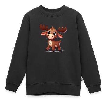 Moose Comic - Kids Premium Organic Sweatshirt - black - Front - AI Model Kid Female (0cm)