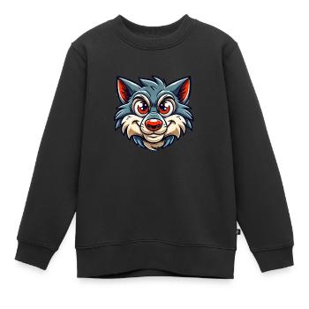Wolf Comic - Kids Premium Organic Sweatshirt - black - Front - AI Model Kid Female (0cm)
