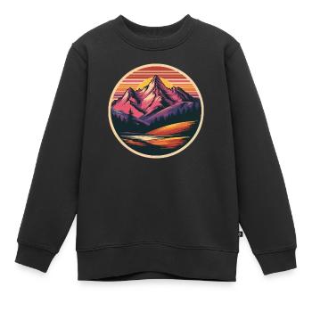 Rétro montagnes paysage - Sweat Premium enfant bio - noir - Devant - AI Model Kid Female (0cm)