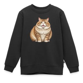 Dicke Katze - Kinder Premium Organic Sweatshirt - Schwarz - Vorne - AI Model Kid Female (0cm)