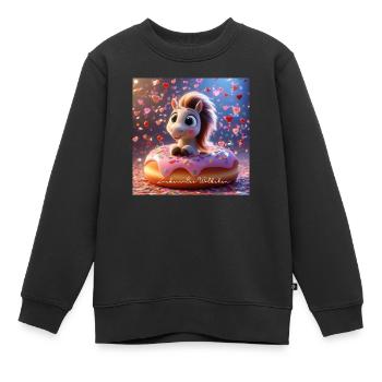 Zuckerwölkchen super süß - Kinder Premium Organic Sweatshirt - Schwarz - Vorne - AI Model Kid Female (0cm)