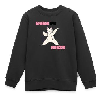 Kung Fu Miezekatze - Kinder Premium Organic Sweatshirt - Schwarz - Vorne - AI Model Kid Female (0cm)