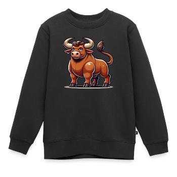 Taureau Bande dessinée - Sweat Premium enfant bio - noir - Devant - AI Model Kid Female (0cm)