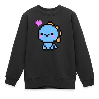 Süßer Hellblauer Dino - Kinder Premium Organic Sweatshirt - Schwarz - Vorne - AI Model Kid Female (0cm)