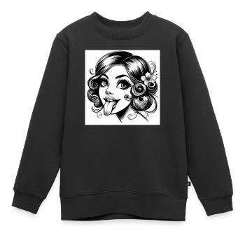 Comtesse qui tire la langue - Sweat Premium enfant bio - noir - Devant - AI Model Kid Female (0cm)