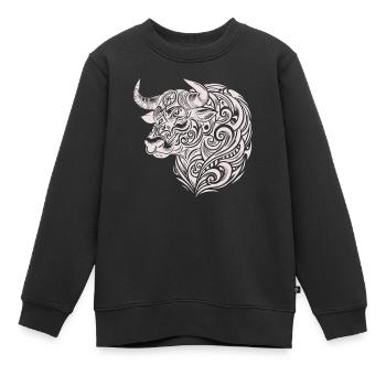 Taureau Tribal - Sweat Premium enfant bio - noir - Devant - AI Model Kid Female (0cm)