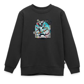 Singende Ratte mit Reifen tanz - Kinder Premium Organic Sweatshirt - Schwarz - Vorne - AI Model Kid Female (0cm)