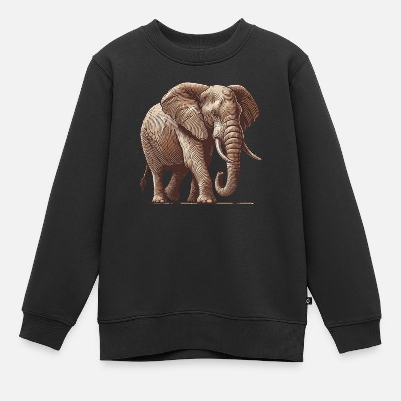 Elefant - Kinder Premium Organic Sweatshirt - Schwarz