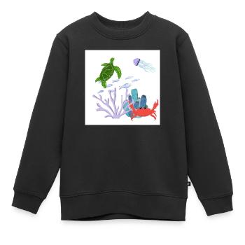 Föhliches Korallenriff - Kinder Premium Organic Sweatshirt - Schwarz - Vorne - AI Model Kid Female (0cm)