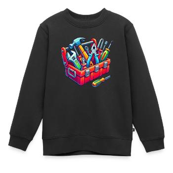 Boîte à outils - Sweat Premium enfant bio - noir - Devant - AI Model Kid Female (0cm)
