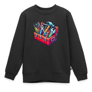 Tool Toolbox - Kids Premium Organic Sweatshirt - black - Front - AI Model Kid Female (0cm)