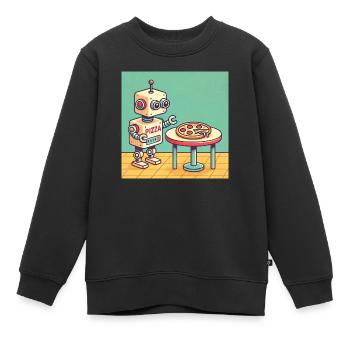 Pizza-Bot - Kinder Premium Organic Sweatshirt - Schwarz - Vorne - AI Model Kid Female (0cm)