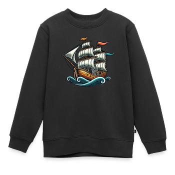 Schiff - Kinder Premium Organic Sweatshirt - Schwarz - Vorne - AI Model Kid Female (0cm)