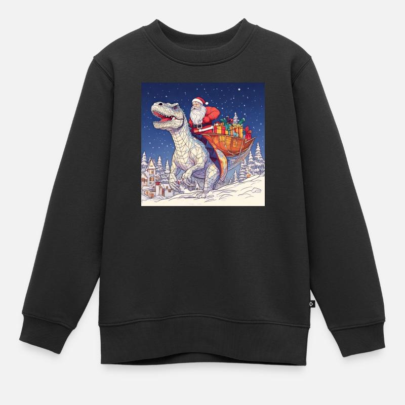Le Père Noël chevauche le T-Rex - Sweat Premium enfant bio - noir
