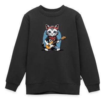 Cat Rocker Cat HardRock Gift - Sweat Premium enfant bio - noir - Devant - AI Model Kid Female (0cm)