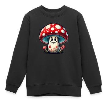Mushroom - Kids Premium Organic Sweatshirt - black - Front - AI Model Kid Female (0cm)