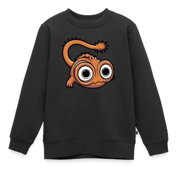 Kleines lustiges Fantasiemonster mit großen Augen - Kinder Premium Organic Sweatshirt - Schwarz - Vorne - AI Model Kid Female (0cm)