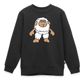 Schaf Steht Cool Gelangweilt Müde Cartoon Comic - Kinder Premium Organic Sweatshirt - Schwarz - Vorne - AI Model Kid Female (0cm)