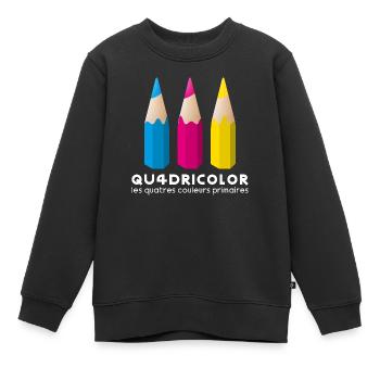 Quadricolor - Klartext - Kinder Premium Organic Sweatshirt - Schwarz - Vorne - AI Model Kid Female (0cm)
