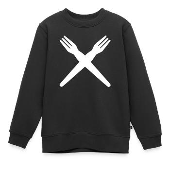 Fourchette à frites croisée - Sweat Premium enfant bio - noir - Devant - AI Model Kid Female (0cm)