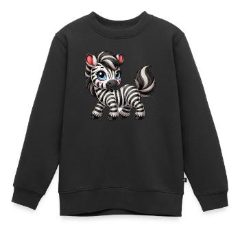 Enfant zèbre - Sweat Premium enfant bio - noir - Devant - AI Model Kid Female (0cm)