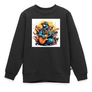Le Jazz Fusion Aviaire - Sweat Premium enfant bio - noir - Devant - AI Model Kid Female (0cm)
