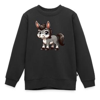 Enfant âne - Sweat Premium enfant bio - noir - Devant - AI Model Kid Female (0cm)