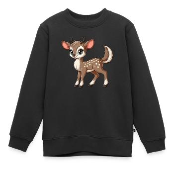 Filles cerf png - Sweat Premium enfant bio - noir - Devant - AI Model Kid Female (0cm)