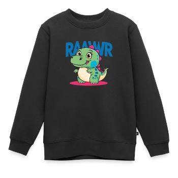Little Dino - Kids Premium Organic Sweatshirt - black - Front - AI Model Kid Female (0cm)