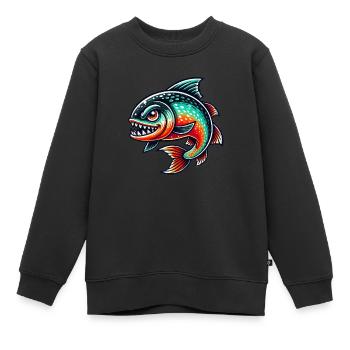 bande dessinée de piranha - Sweat Premium enfant bio - noir - Devant - AI Model Kid Female (0cm)