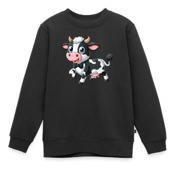 Cow happy - Kids Premium Organic Sweatshirt - black - Front - AI Model Kid Female (0cm)