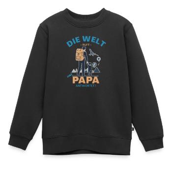 Die Welt ruft Reisender Papa - Kinder Premium Organic Sweatshirt - Schwarz - Vorne - AI Model Kid Female (0cm)
