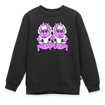 2 Couple de moutons Fatigué Ennuyé Copines Cool - Sweat Premium enfant bio - noir - Devant - AI Model Kid Female (0cm)