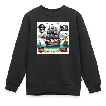 Pirate - Sweat Premium enfant bio - noir - Devant - AI Model Kid Female (0cm)