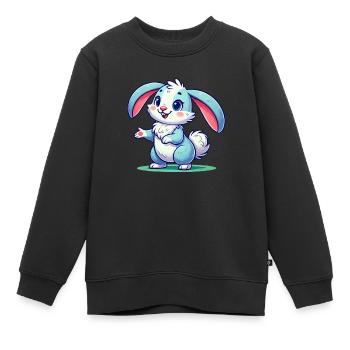 Bunny Comic - Kids Premium Organic Sweatshirt - black - Front - AI Model Kid Female (0cm)