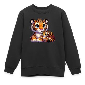 Tigermutter mit Kind - Kinder Premium Organic Sweatshirt - Schwarz - Vorne - AI Model Kid Female (0cm)